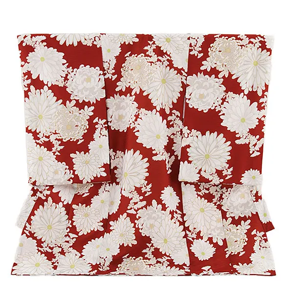 女児産着 お宮参り レンタル2723 赤地 菊尽くし