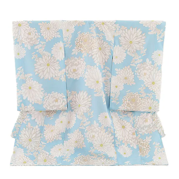 女児産着 お宮参り レンタル2724 水色 菊尽くし