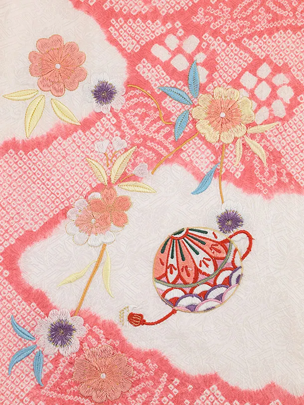 正絹　小紋　袷　鞠　ピンク 正絹小紋袷鞠ピンク