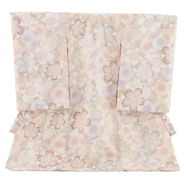 女児産着 お宮参り レンタル2761 グレッシュピンク 八重桜に菊