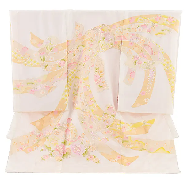 女児産着 お宮参り レンタル2769【正絹】白地 束ね熨斗