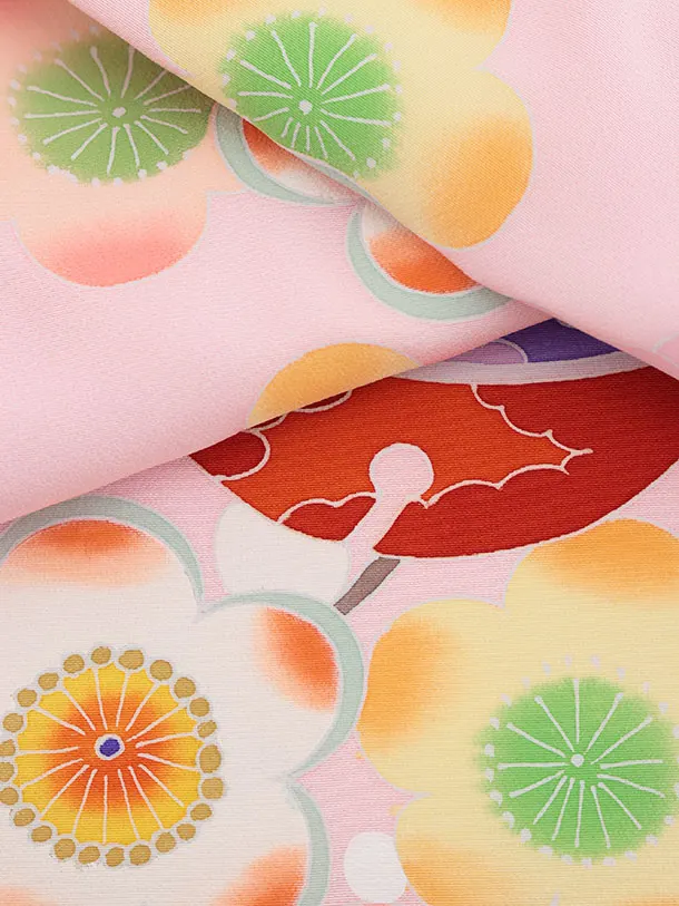 女児産着 お宮参りレンタル2925【正絹】伝産京友禅 ピンク鞠鈴梅