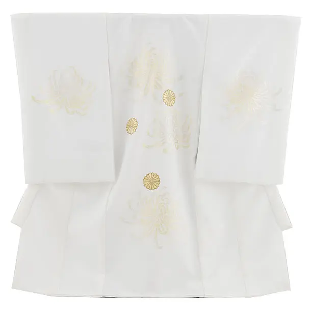 女児産着 お宮参りレンタル2944 白地 刺繍菊 | 着物レンタルの