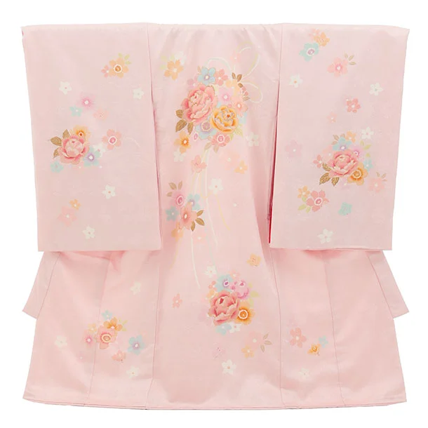 女児産着 お宮参りレンタル2963【正絹】 ピンク 薬玉