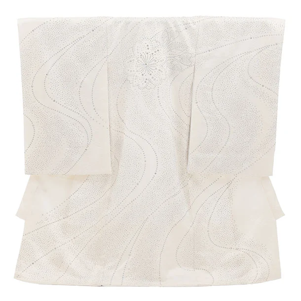 女児産着 お宮参りレンタル2984【正絹】伝産京友禅  白地ラインストーン