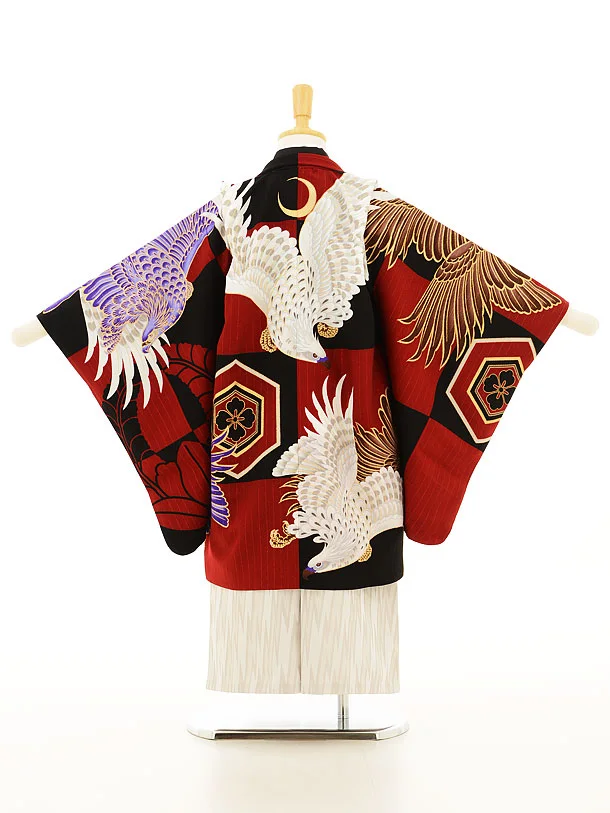 5歳　男の子　七五三　羽織袴セット　赤 七五三着物レンタル 七五三 5歳 男の子用 羽織袴13点セット