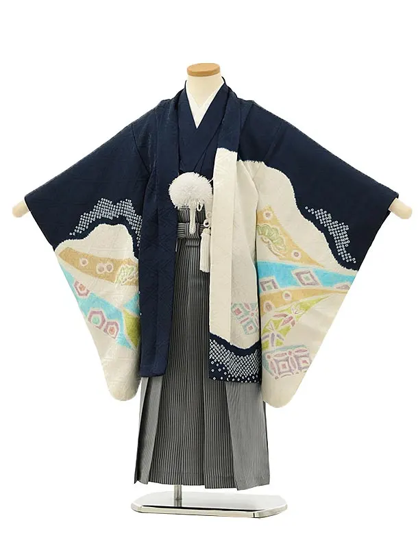 【5歳】七五三　袴 KYOETSU 着物 5歳 七五三 絵羽 羽織袴 12点セット キッズ 子供