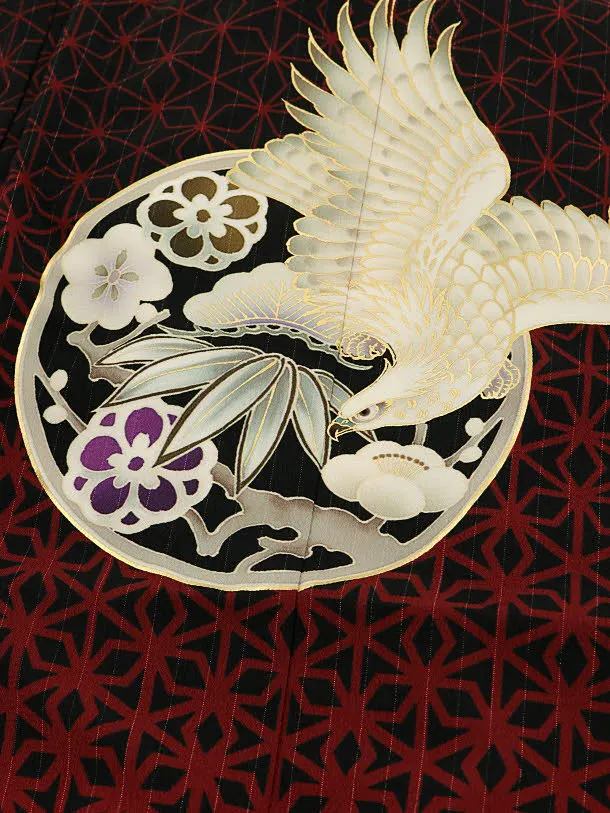 【美品】専用 鷲の飛翔模様 高品質七五三着物 5歳 男の子 着物レンタル 七五三 d4044 子供着物 753 レトロ