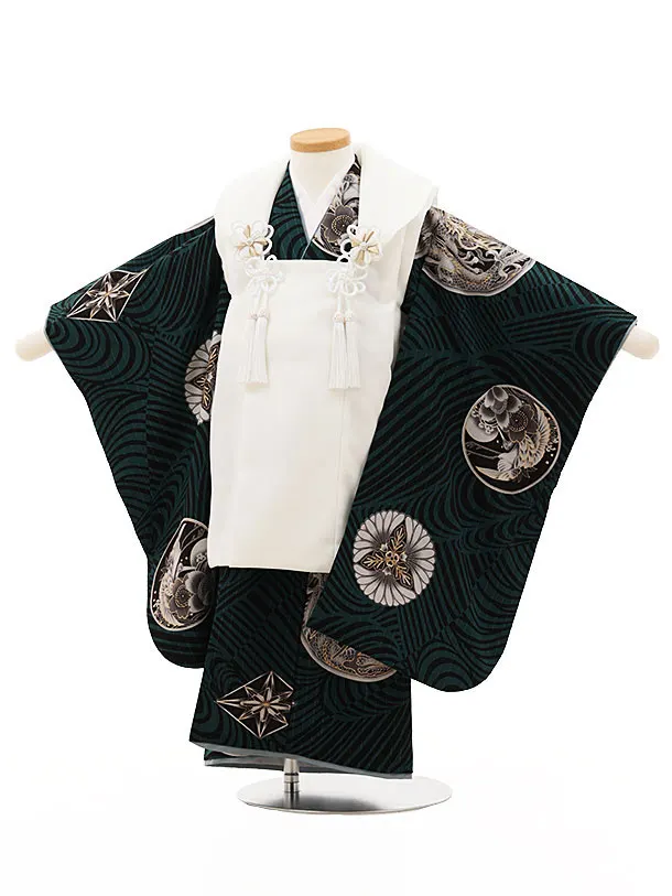 七五三 三歳 男児 被布 着物　41 男の子被布セット　新品　0814⑮ KYOETSU 七五三 着物 3歳 男の子 【豪華7点フルセット】 男の子