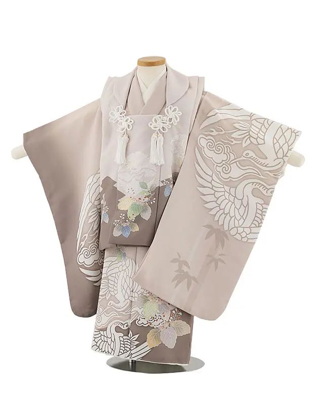 子供用被布次七五三着物 ベージュ系男児3歳、小物付 楽天市場】七五三 753 着物 3歳 男の子 被布セット 花うさぎ