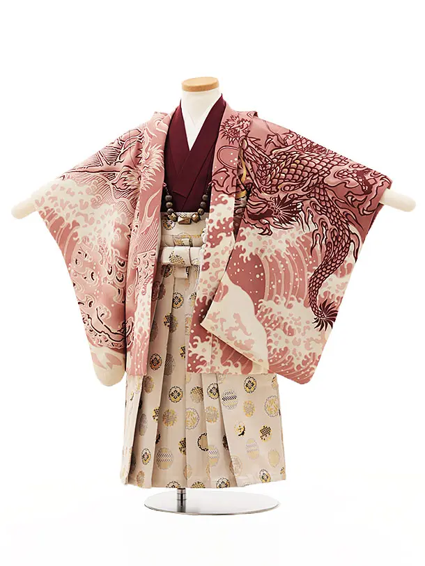 七五三 祝い着 鷲と山水模様 七五三 男の子 5歳 2点セット 化繊 着物 羽織 仕立て上がり 身丈