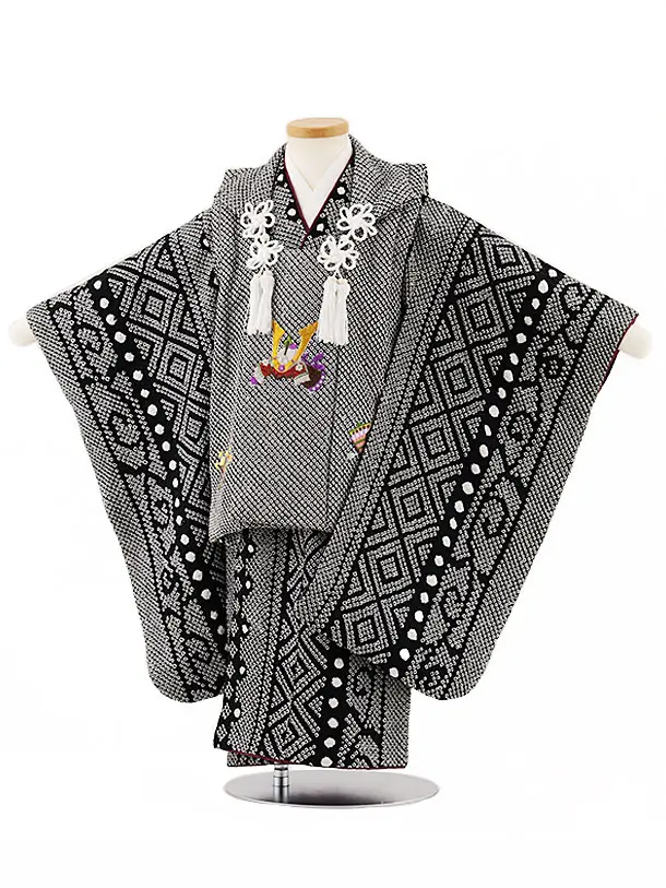 七五三３歳男の子正絹総絞り手縫いの被布(黒色）中綿無し 七五三 着物 3歳 男の子 レンタル 七五三（3歳男の子被布）正統