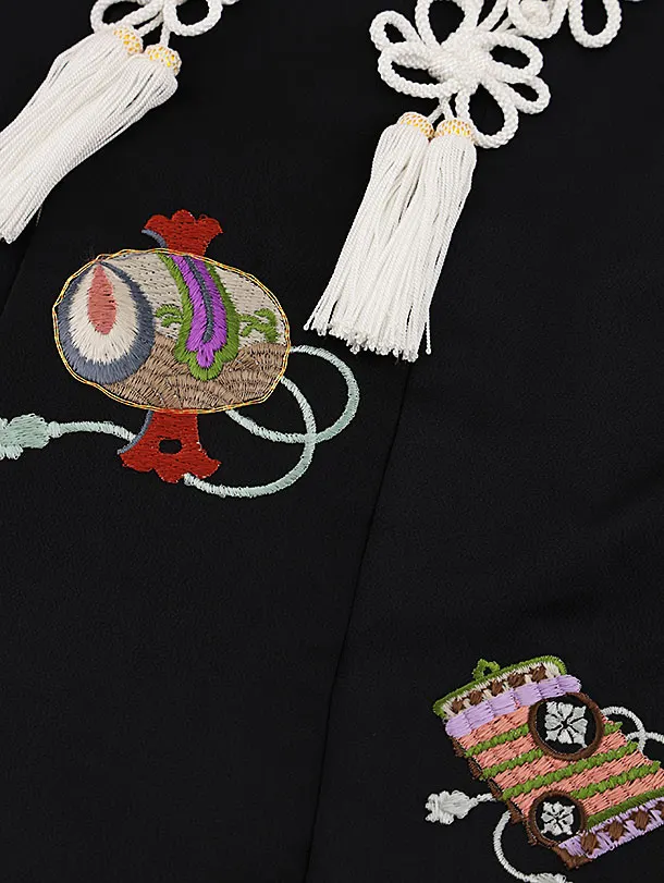 人気の総絞り被布♡七五三　3歳　フルセット　一式　黒系 NISHIORI 総絞り レンタル商品 3歳の七五三 女の子 被布コート