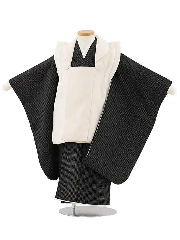 七五三レンタル(3歳男児被布)W446 オフホワイト×黒