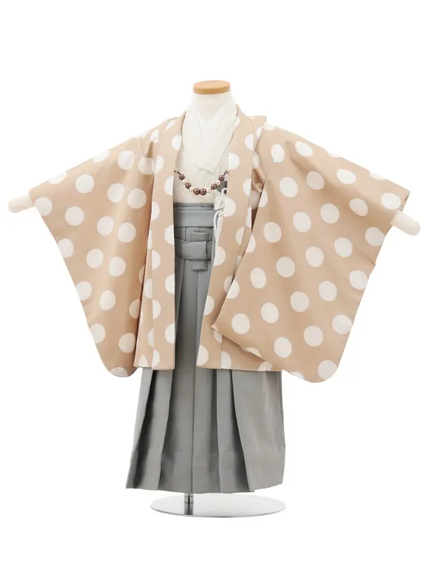 かんたん(3.4歳男児袴)W470 ラフィネココ ベージュドット×グレー
