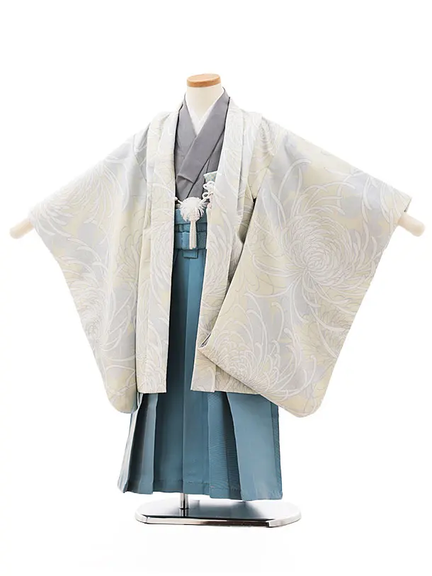 かんたん七五三(5歳男袴)X318 クリーム地乱菊×ブルー