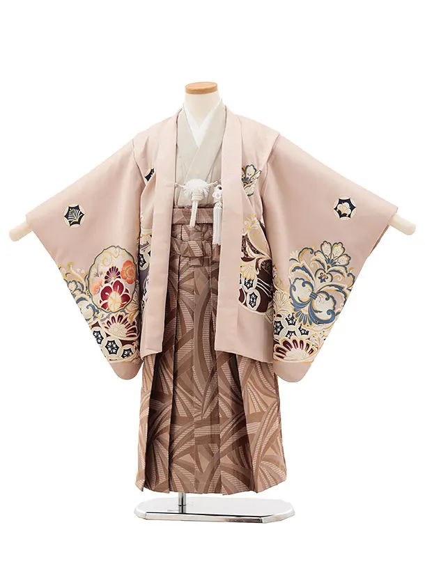 【新品未使用】5歳男の子七五三袴単品くすみブラウン小物付き110cm前後 KYOETSU 七五三 羽織袴 着物 5歳 男の子 【全て揃った豪華12点