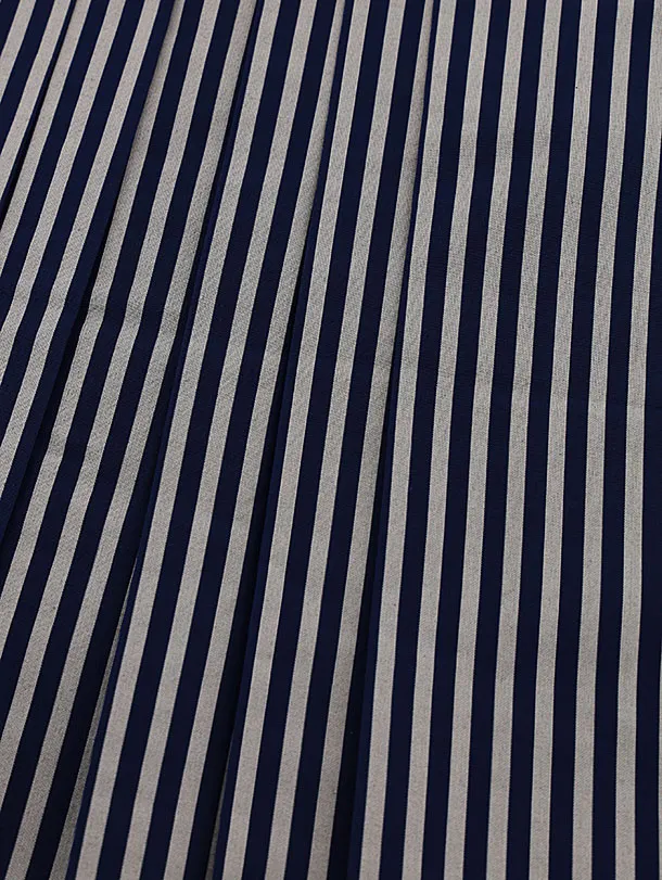 七五三(5歳男袴)X587【高級正絹】薄水色 波に吉祥文様×紺縞