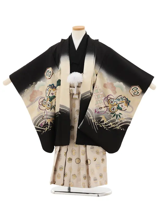 5歳児 羽織   ☆手縫い☆ 七五三レンタル 5歳 男の子 袴レンタル d5638 子供着物 七草