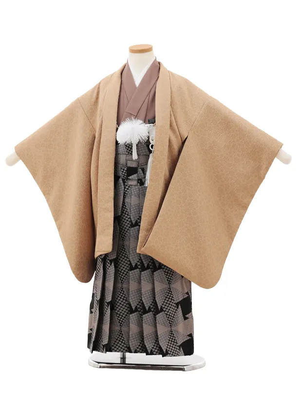 かんたん七五三(5歳男袴)X741 モカブラウン×黒グレー