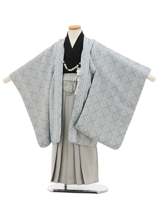 かんたん七五三(5歳男袴)X849 グレー幾何学×グレー