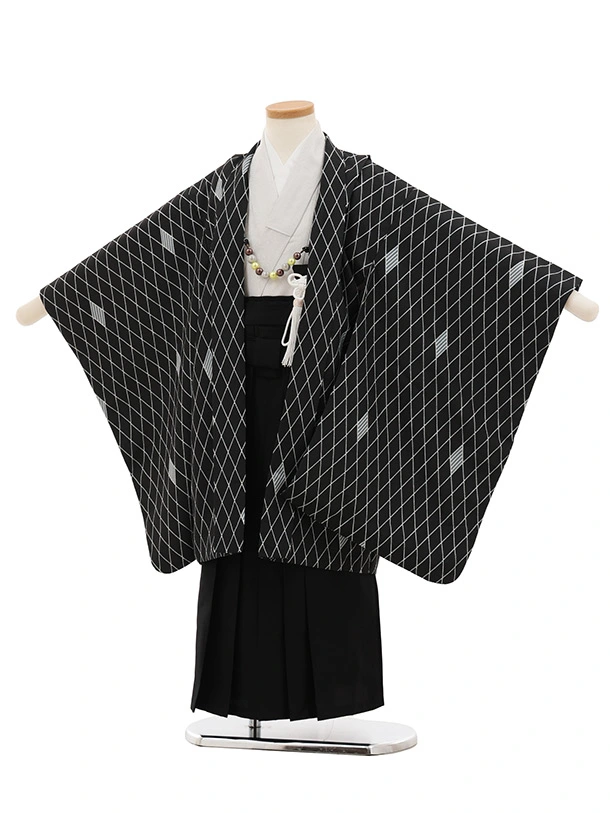 かんたん七五三(5歳男袴)X850 黒地菱×黒