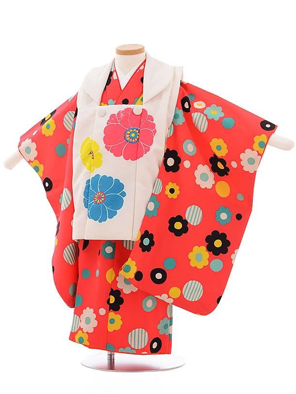 七五三レンタル(3歳女の子被布)3148花うさぎ白×ﾋﾟﾝｸ | 着物