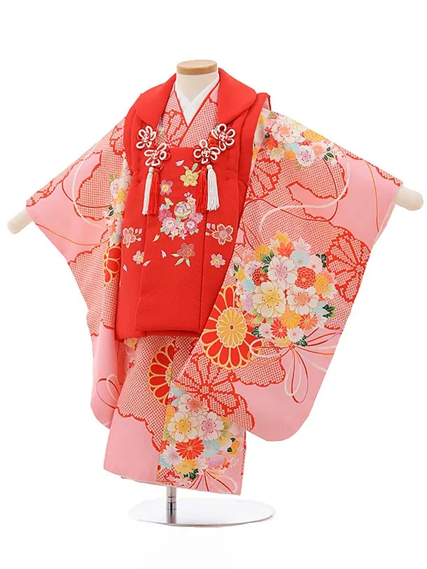 七五三　3歳　アンティーク　被布　かのこ 七五三 3歳 青 被布 かのこ アンティーク