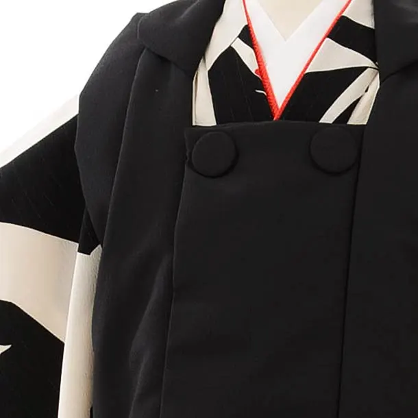 三歳★美品★モダン★チェック被布＆黒ストライプ着物＆雪駄18 三歳☆モダン☆チェック被布＆黒ストライプ着物＆雪駄18