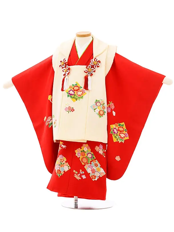 406ag45□七五三 三歳 女児 総絞り 被布 鹿の子柄 赤□美品 406ag45□七五三 三歳 女児 総絞り 被布 鹿の子柄 赤□美品 七五三