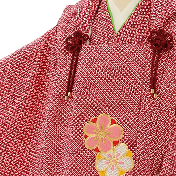 ○３歳用被布（七五三）柄合わせ小花　赤 ○3歳用被布（七五三）柄合わせ小花 赤