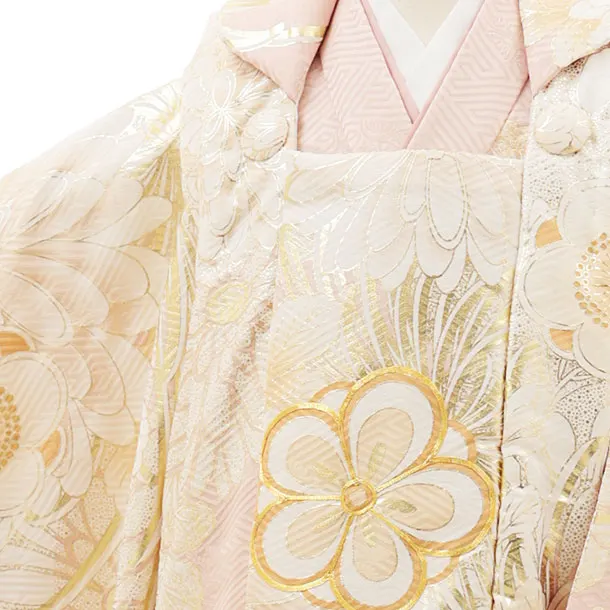 七五三レンタル(3歳女児被布)4537【正絹】くすみピンクゴールド