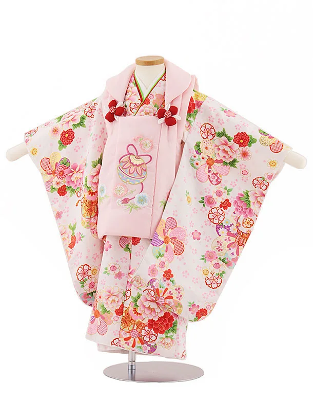 3歳　女の子　七五三　着物　セット　被布　サーモンピンク 3歳 女の子 七五三 着物 セット 被布 サーモンピンク