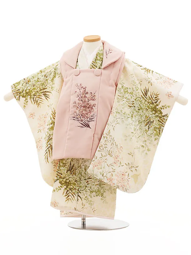 七五三(3歳女被布)3475 ﾋﾟﾝｸ×紗綾型に梅 | 着物レンタルの京都
