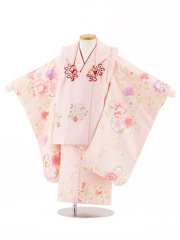 七五三レンタル(3歳女児被布)4671 ピンク刺繍桜×菊桜牡丹 | 着物