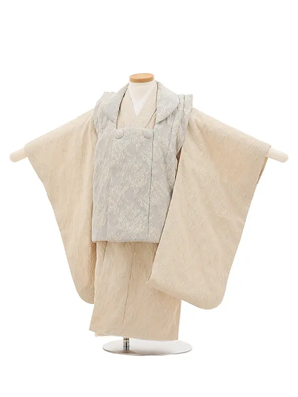 七五三(3歳女児被布)4807 ぷちぷり アイスブルー×ベージュジャガード