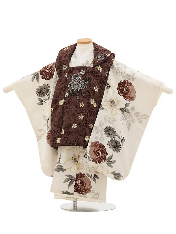 七五三(3歳)4816 JILL STUART ブラウンパンジー×アイボリー花