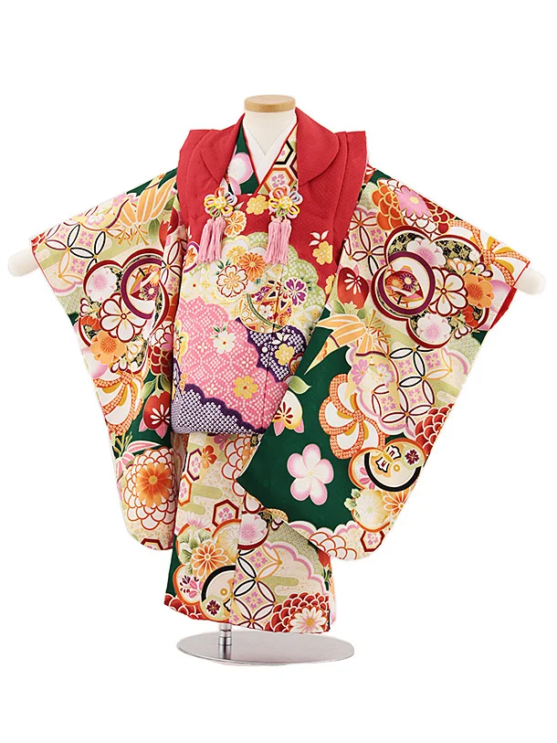 408ag80◎七五三 三歳 女児 着物&長襦袢 アンティーク 菊 雲取り◎ 408ag80◎七五三 三歳 女児 着物&長襦袢 アンティーク 菊 雲取り