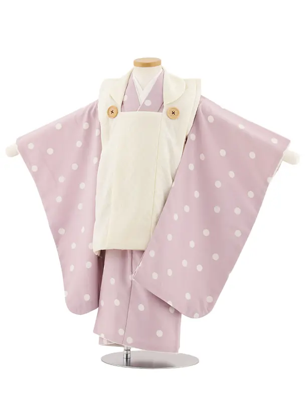 七五三レンタル(3歳女児被布)4918 アイボリー×パープルドット