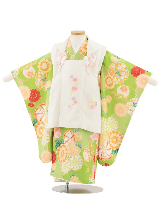 七五三(3歳女児)4932 式部浪漫 オフホワイト刺繍桜×ウグイス地