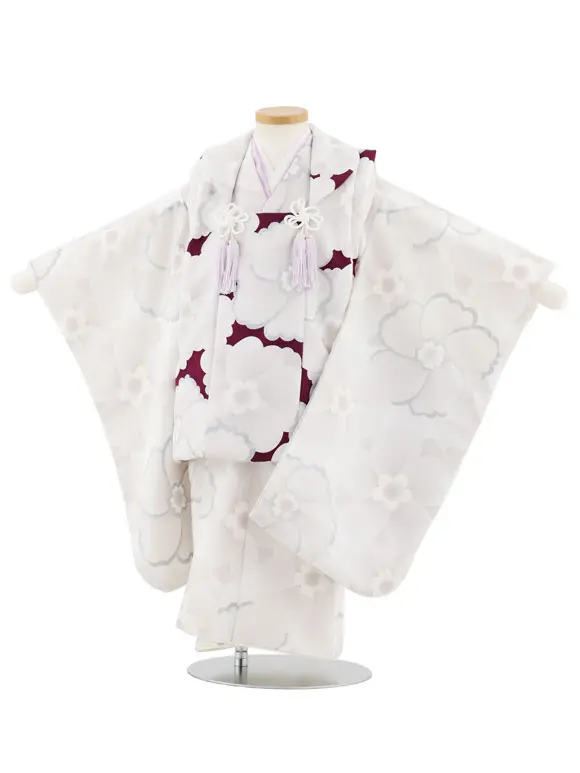 七五三レンタル(3歳女児被布)4952 紫×白 レトロフラワー