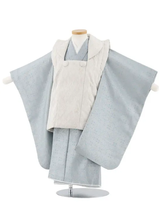 七五三レンタル(3歳女児被布)4962 ぷちぷり グレー×水色七宝