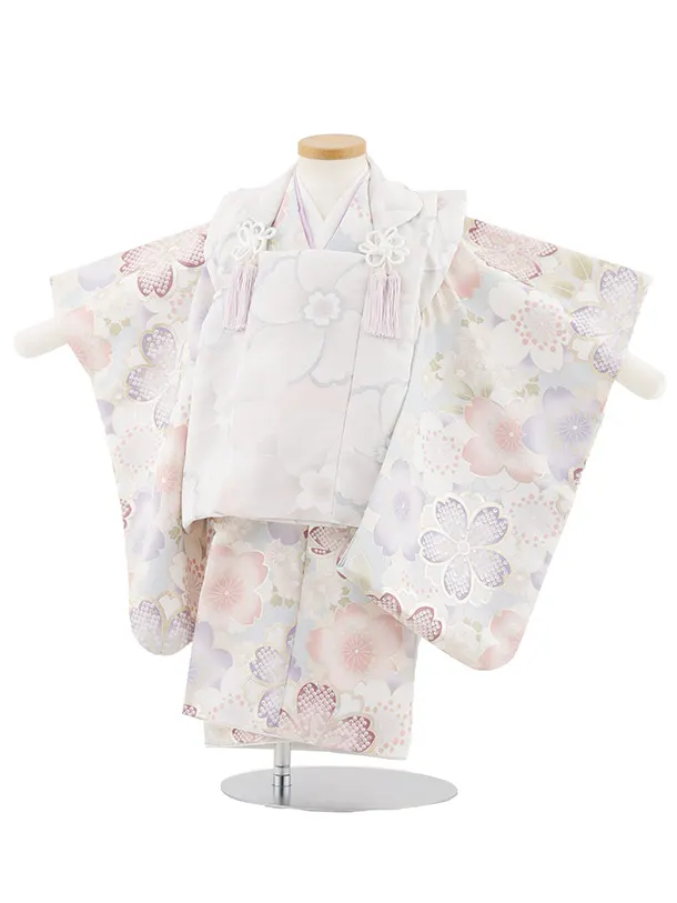 七五三レンタル(2歳女被布)4995 薄ピンク×水色 桜