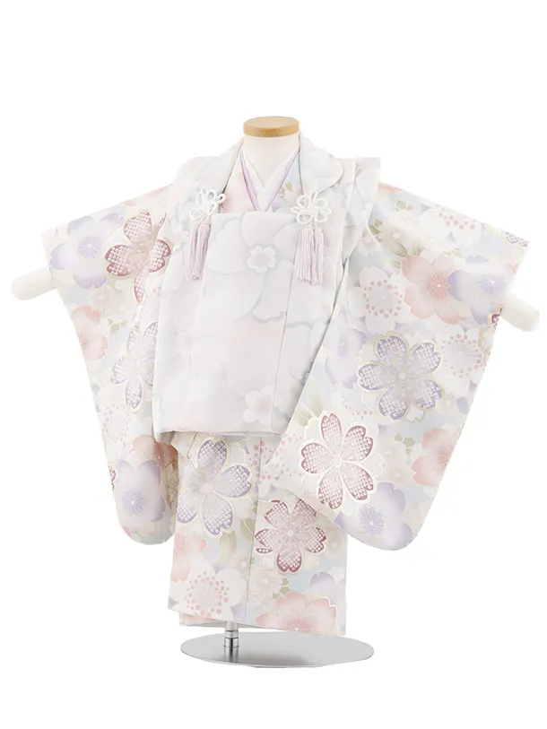 七五三レンタル(2歳女被布)4996 薄ピンク×水色 桜