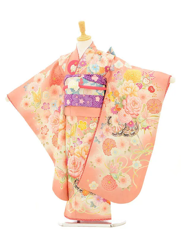 753レンタル(7歳女結び帯)7141 乙葉ﾚﾄﾛﾋﾟﾝｸ | 着物レンタルの