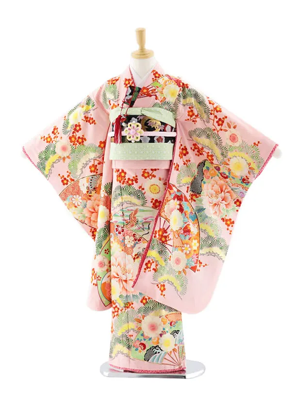 753レンタル(7歳女結び帯)7141 乙葉ﾚﾄﾛﾋﾟﾝｸ | 着物レンタルの