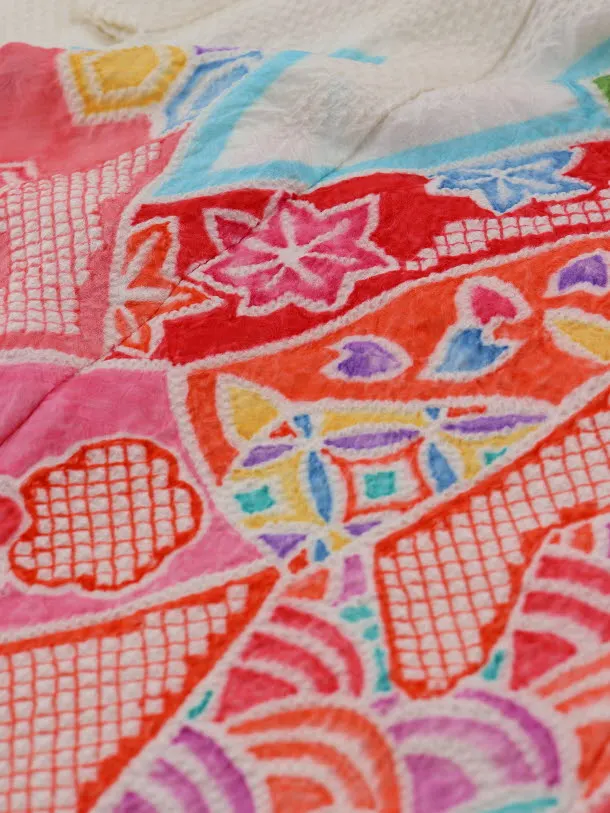 501ag38□七五三 七歳 女児 着物&袋帯 総絞り 束ね熨斗□状態良好 501ag38□七五三 七歳 女児 着物&袋帯 総絞り 束ね熨斗□状態良好