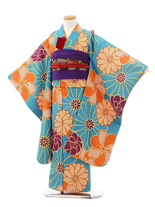 七五三レンタル(7歳女結び帯)Y046 水色 アリス | 着物レンタルの