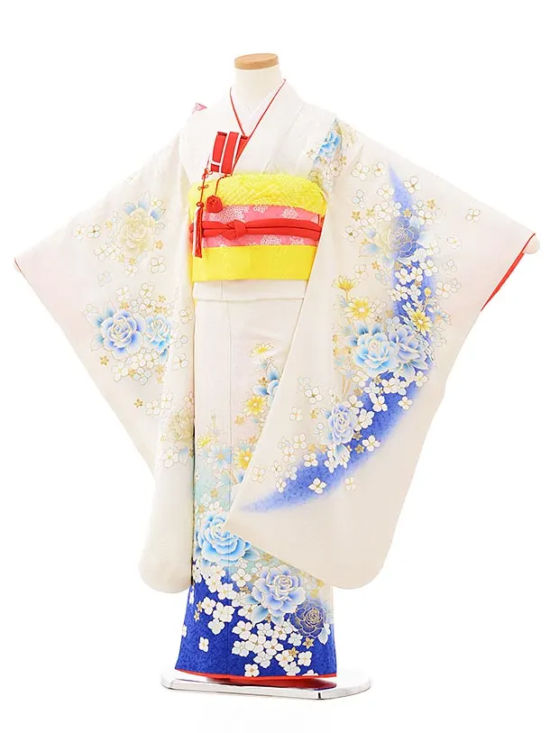 七五三　７歳振袖　希少な白271 七五三七歳四つ身：N164 オフホワイト ねじれ梅 | 七五三着物