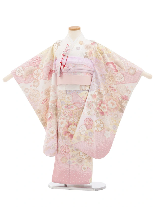 七五三(5歳女児)M011 白 ぼたん貝桶 吉祥文様